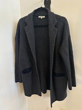 Madewell Charcoal Herringbone Knit Sweater Blazer cardigan Jacket XS